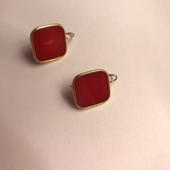 Gold & enamel earrings | Vintage gold - Picture 2 of 6